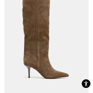 Tan Suede Knee-High Boots